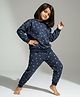 URBANRAC Cotton Knit Floral Printed Coordinating Winter Sweatshirt & Jogger Set - Navy Blue