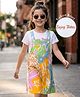 OLLINGTON ST. Sinker Twill Woven  Half Sleeves Top & Floral Printed Pinafore - Multicolour & White