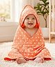 Babyhug Cotton Knit Hooded Wrapper With Polka Dot Print L 73 x B 72 cm - Orange