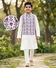 EARTHY TOUCH Cotton Knit Full Sleeves Kurta Pajama Set with Jacket & Floral Print - White
