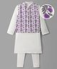 EARTHY TOUCH Cotton Knit Full Sleeves Kurta Pajama Set with Jacket & Floral Print - White