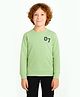 CHILINS Cotton Knit Full Sleeves Numerical Printed Pre Winter Sweatshirt - Green