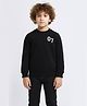 CHILINS Cotton Knit Full Sleeves Numerical Printed Pre Winter Sweatshirt - Black