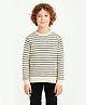 CHILINS Cotton Knit Full Sleeves  Striped Pre Winter Sweatshirt - White