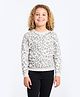 CHILINS Cotton Knit Full Sleeves Animal Printed Pre Winter Sweatshirt - Grey