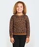 CHILINS Cotton Knit Full Sleeves Animal Printed Pre Winter Sweatshirt - Brown