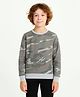 CHILINS Cotton Knit Full Sleeves Camouflage Printed Pre Winter Sweatshirt - Green