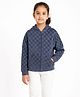 CHILINS Cotton Knit Full Sleeves Checked Pre Winter Hooded Sweatjacket - Blue