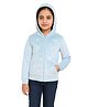 CHILINS Cotton Knit Full Sleeves Snow Flakes Printed Pre Winter Hooded Sweatjacket - Blue