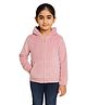 CHILINS Cotton Knit Full Sleeves  Solid Pre Winter Hooded Sweatjacket - Pink