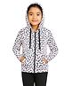 CHILINS Cotton Knit Full Sleeves Animal Printed Pre Winter Sweatshirt - White