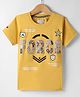 Noddy Half Sleeves Stone Embellished Force Text Patch Detailed Tee - Mustard