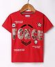 Noddy Half Sleeves Stone Embellished Force Text Patch Detailed Tee - Red