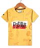 Noddy Half Sleeves Think Positive Text Printed Tee - Mustard