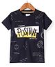 Noddy Half Sleeves Think Positive Text Printed Tee - Navy Blue