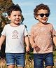 Babyoye 100% Cotton Knit Half Sleeves T-Shirts with Tropical Theme Print Pack of 2 - White & Peach