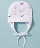 Ben Benny Interlock Baby Cap with Knot Cover Ears Single Layer with Animal Print White -Diameter 10.5 cm