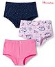 Honeyhap Premium Cotton Elastane Knit Solid & Floral Printed Panties With Bio Finish Pack of 3 - Tander Touch Sachet Pink & Navy Peony