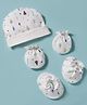 Ben Benny Interlock Interlock Knit Printed Cap Mittens & Booties Set White - Diameter 10 cm