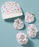 Ben Benny Interlock Knit Bunny & Vehicles Printed Cap Mittens & Booties Set White - Diameter 11 cm