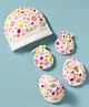 Ben Benny Interlock Knit Floral Printed Cap Mitten & Booties Set  White- Diameter 10 cm