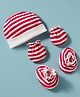 Ben Benny Interlock Knit Striped Cap Mitten & Booties Set Red - Diameter 10 cm