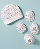Ben Benny Interlock Knit Cap Mitten & Booties Set with Animal Print White -Diameter 10 cm