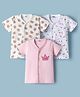 Ben Benny Interlock Knit Half Sleeves Jhablas With Bear & Rainbow Print Pack of 3 - Pink & White