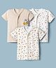 Ben Benny Interlock Knit Half Sleeves Animal Tower Print Pack of 3 - White & Beige