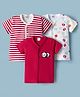 Ben Benny Interlock Knit Half Sleeves Jhablas With Panda & Elephant Print Pack of 3 - Red & White