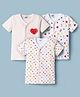 Ben Benny Interlock Knit Half Sleeves Jhablas With Heart & Tropical Print Pack of 3 - White
