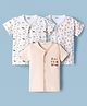Ben Benny Interlock Knit Half Sleeves Jhablas With Car & Bunny Print Pack of 3 - White & Peach