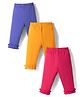Zero Knitted Full Length Solid Lounge Pants Pack Of 3-Orange Dark Pink & Purple