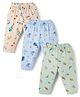 Zero Knitted Full Length Sea Life Dino & Musical Instruments Printed Lounge Pants Pack of 3 - Multicolour
