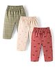 Zero Knitted Full Length Leggings with Animal & Vehicle Prints Pack of 3 - Olive Rust Orange & Beige