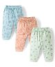 Zero Knitted Full Length Lounge Pants with Animal & Rocket Prints Pack of 3 - Aqua Blue Mint & Light Brown