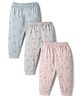 Zero Knitted Full Length  Diaper Leggings  with Animal  Print Pack of 3 - Silver Light Blue & Pink