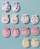 Ben Benny Interlock Knit Mittens with Rainbow Bear & Text Print Pack of 6 - White & Pink