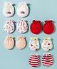 Ben Benny Interlock Knit Mittens with Solid Striped & Bunny Print Pack of 6 - White & Red