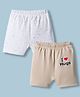 Ben Benny Interlock Knit Knee Length Shorts with Text & Star Print Pack of 2 - Multicolor