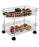 Rasvesh Stainless Steel Modern Kitchen 2 Layer Storage Rack With Wheel - Silver