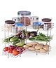 Rasvesh Stainless Steel Modern Kitchen 3 Layer Storage Rack With Wheel - Silver