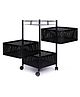 Rasvesh Multipurpose Storage Trolley, Kitchen Storage Rack, Revolving Vegetable Rack Square with Wheels , 3 layer black.