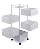 Rasvesh Kitchen Storage Rack | Revolving Vegetable Rack | Square Multipurpose Storage Trolley with Wheels 5 layer White