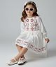 Bella Moda Cotton Woven Full Sleeves Abstract Embroidered Dress - White