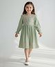 Bella Moda Cotton Woven Full Sleeves Abstract Embroidered Dress - Green