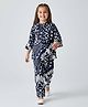 Bella Moda Cotton Woven Abstract Printed Coordinating Top & Pant Set - Navy Blue