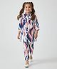 Bella Moda Cotton Woven Abstract Printed Coordinating Top & Pant Set - Blue