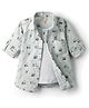 Rikidoos Cotton Woven Full Sleeves Beach Theme Printed Shirt with Attached T-Shirt - Light Grey