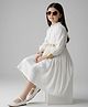 Bella Moda Cotton Woven Full Sleeves Textured Dress - White